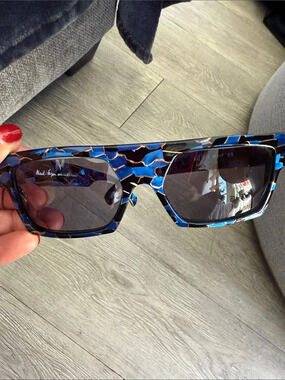 Vintage, Maud Frizon Abstract Blue & Black Sunglasses